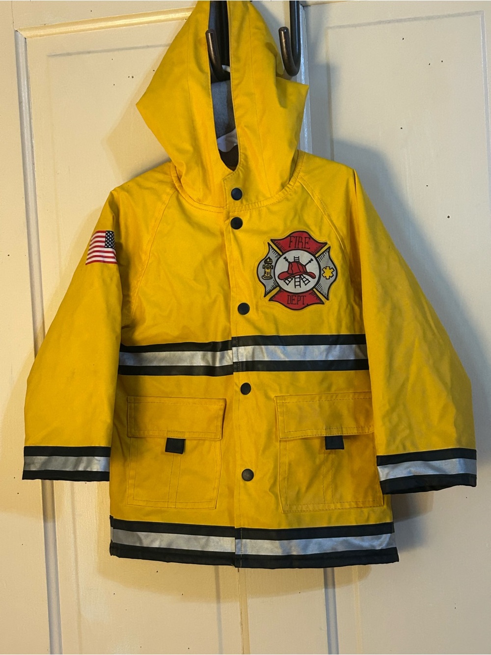 Kids Yellow Firefighter Raincoat with Reflective Stripes 3T